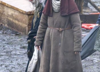 Lily-Rose Depp pictured on the set of the new medieval horror Werwulf in Surrey
