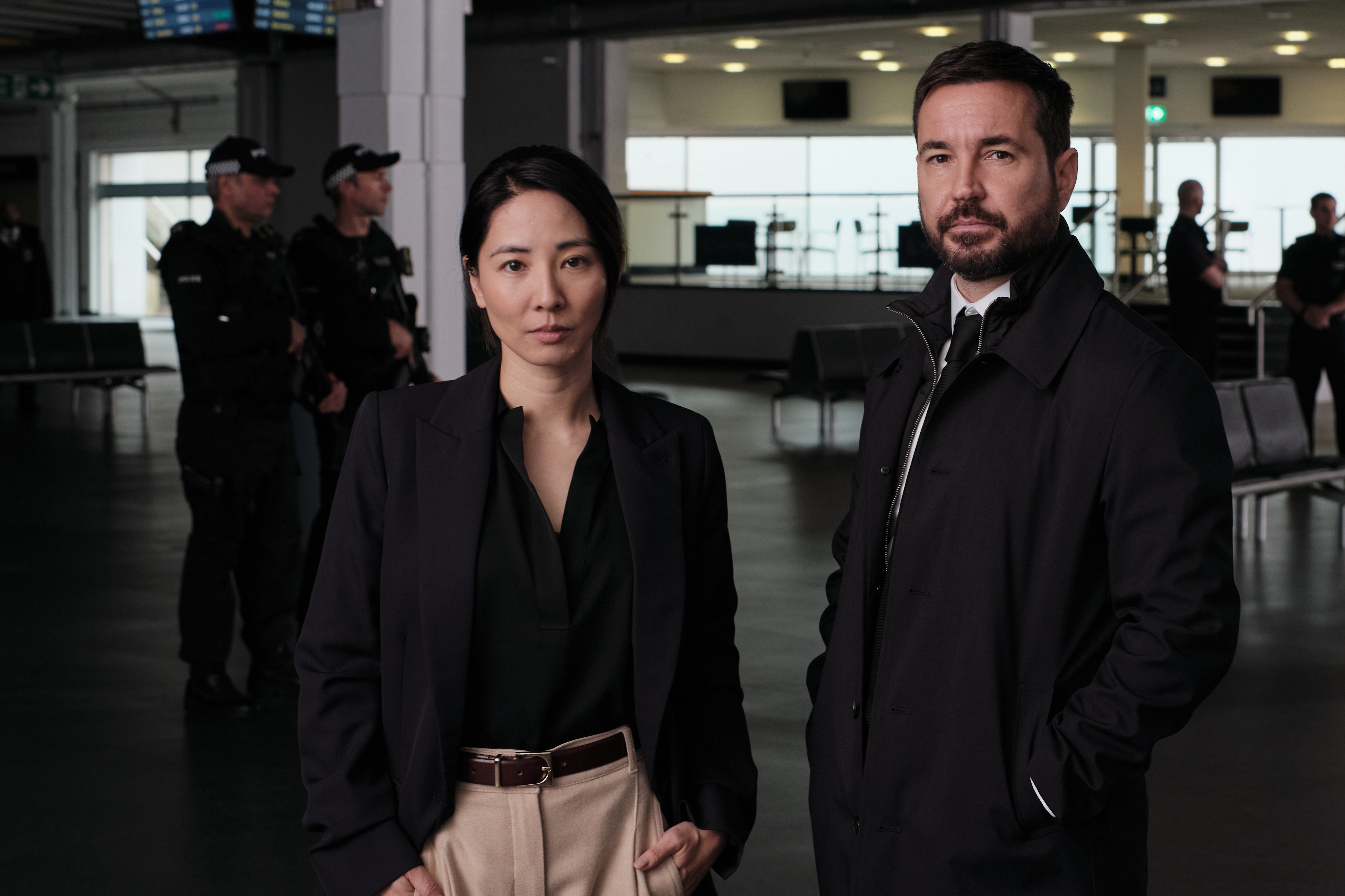 Jing Lusi as DS Hana Li and Martin Compston as RSO Brody.