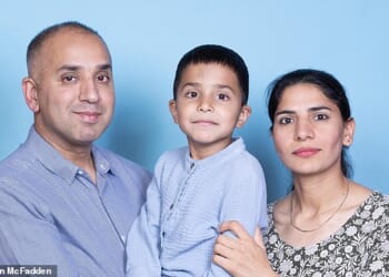 Idrees with his parents, Qasim and Sadia. He was diagnosed last year with a genetic disorder
