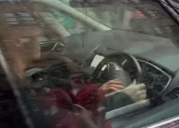 Pictured: Paul Doyle was seen driving the car during his terrifying rampage in Liverpool on May 26, 2025