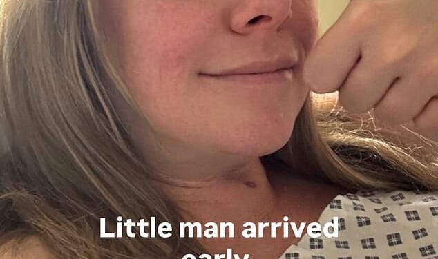 Liz McClarnon has welcomed her first child with her husband Peter Cho after years of 'painful IVF', sharing a thumbs up selfie from hospital on Sunday