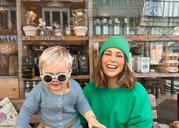 Former Made in Chelsea star Louise Thompson (right) has revealed she will never be able to have another child after her son Leo's birth in 2021
