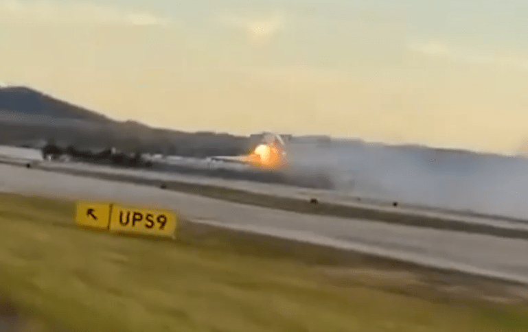 Louisville jet was on fire moments before crash, video shows as plane crash may have been caused by 'engine issue'