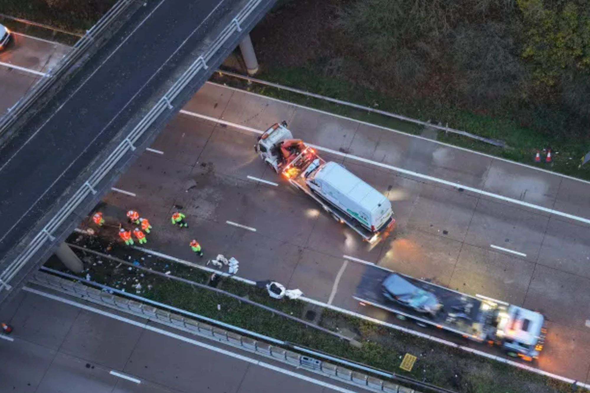 An image collage containing 1 images, Image 1 shows M20 Horror Crash: BMW and Mercedes Van Collision Shuts Road Early Thursday