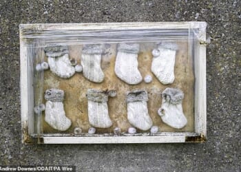 A memorial left at the site of the former Mother and Baby institution in Tuam, Co Galway, at the start of pre-excavation works at the site