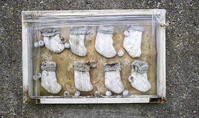 A memorial left at the site of the former Mother and Baby institution in Tuam, Co Galway, at the start of pre-excavation works at the site