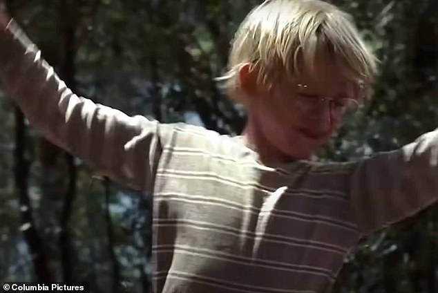 In the tragic scene Thomas J. returns to the woods to search for Vada's mood ring, but he doesn't realise the beehive they knocked down is still active and he is swarmed and killed by the bees due to his allergy (pictured)