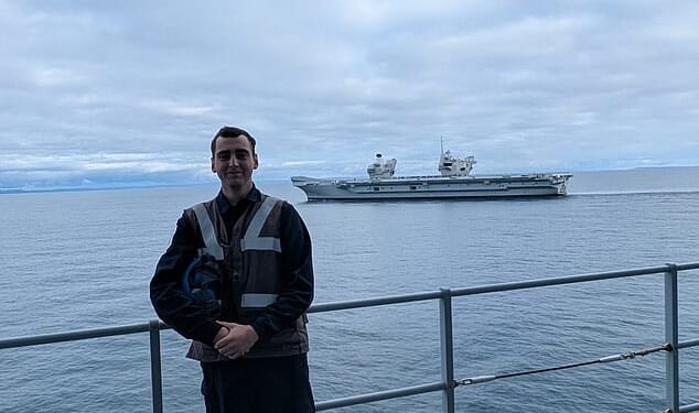 A major phone network has unveiled a groundbreaking offer that will be game changing for British soldiers stationed abroad. Royal Navy technician James Connolly (pictured), praised Vodafone for making the offer