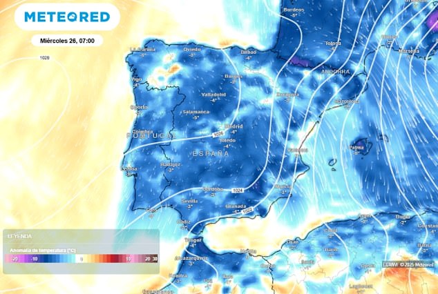 The hailstorm was likely the result of a sudden drop in temperature as parts of Southern Europe have been funnelled by a winter storm