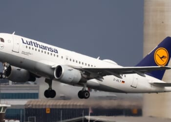 This Getty stock image dated March 17, 2022 shows Lufthansa Airbus A319 (D-AILY) departing for Munich, Germany.