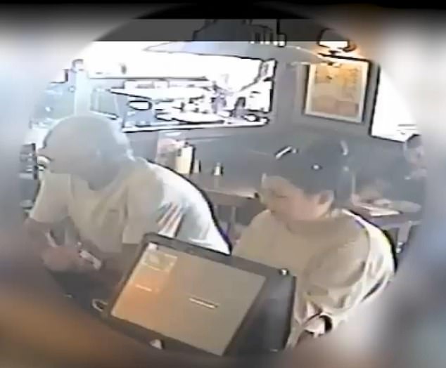 Ms Bashford, right, could be seen in a clip, played to jurors, heading into a carvery restaurant in Peacehaven, East Sussex, with Martin, left, just hours before the attack