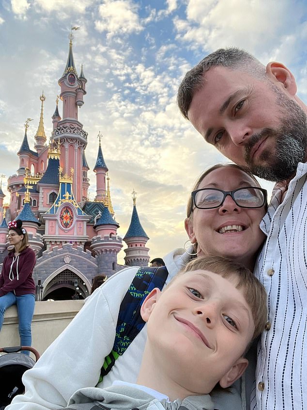 The Purkiss family, from Salisbury, Wiltshire, on holiday at Disneyland. The former soldier, now an IT consultant, has been behind bars since being denied bail earlier this month