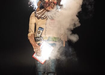 Another massive effigy of Prime Minister Keir Starmer has been set ablaze at a Guy Fawkes night event this evening
