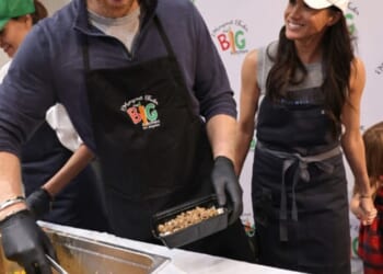 The Duke and Duchess of Sussex volunteered at Our Big Kitchen Los Angeles and helped prepare meals to distribute across Los Angeles