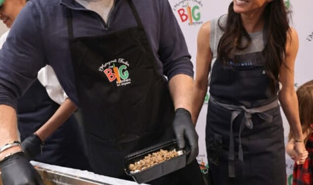 The Duke and Duchess of Sussex volunteered at Our Big Kitchen Los Angeles and helped prepare meals to distribute across Los Angeles