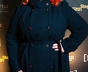 Michelle McManus, 45, displayed her incredible 9st weight loss in a stylish navy coat as she attended The Fifth Step premiere in Edinburgh, Scotland on Tuesday