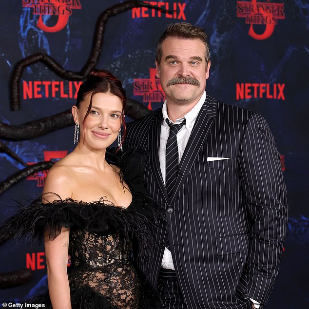 The Enola Holmes star completed her look with tall heels and dangling diamond earrings