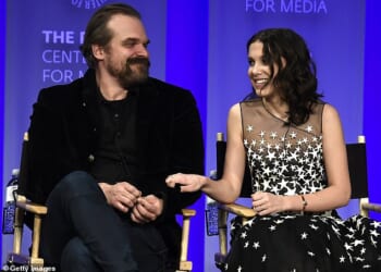 David Harbour with his Stranger Things co-star Millie Bobby Brown