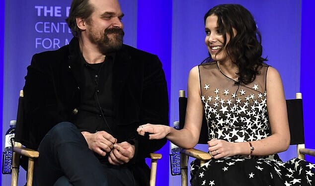 David Harbour with his Stranger Things co-star Millie Bobby Brown