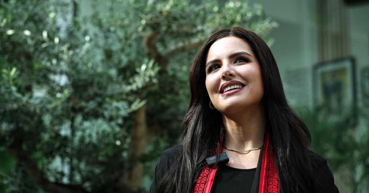 Miss Palestine Nadeen Ayoub poses for a picture in Dubai on Sept. 6, 2025.