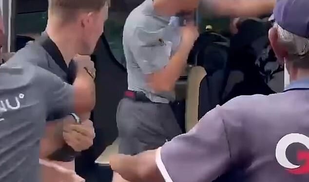 Footage shows the British tourist throwing a punch to the Middle Eastern man in the van