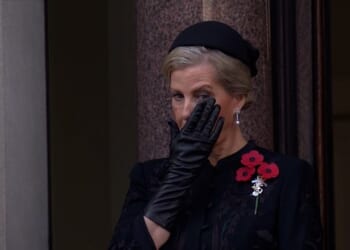 Sophie, Duchess of Edinburgh , appeared to be moved to tears at the Remembrance Sunday service today