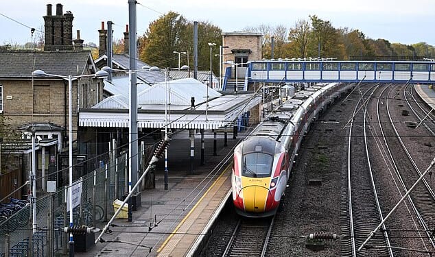 Witnesses who were onboard when the Huntingdon train 'terror' attack unfolded have recalled the terrifying moment a victim came running down the carriage screaming 'someone's got a knife' (Pictured: The train still parked on the platform this morning)