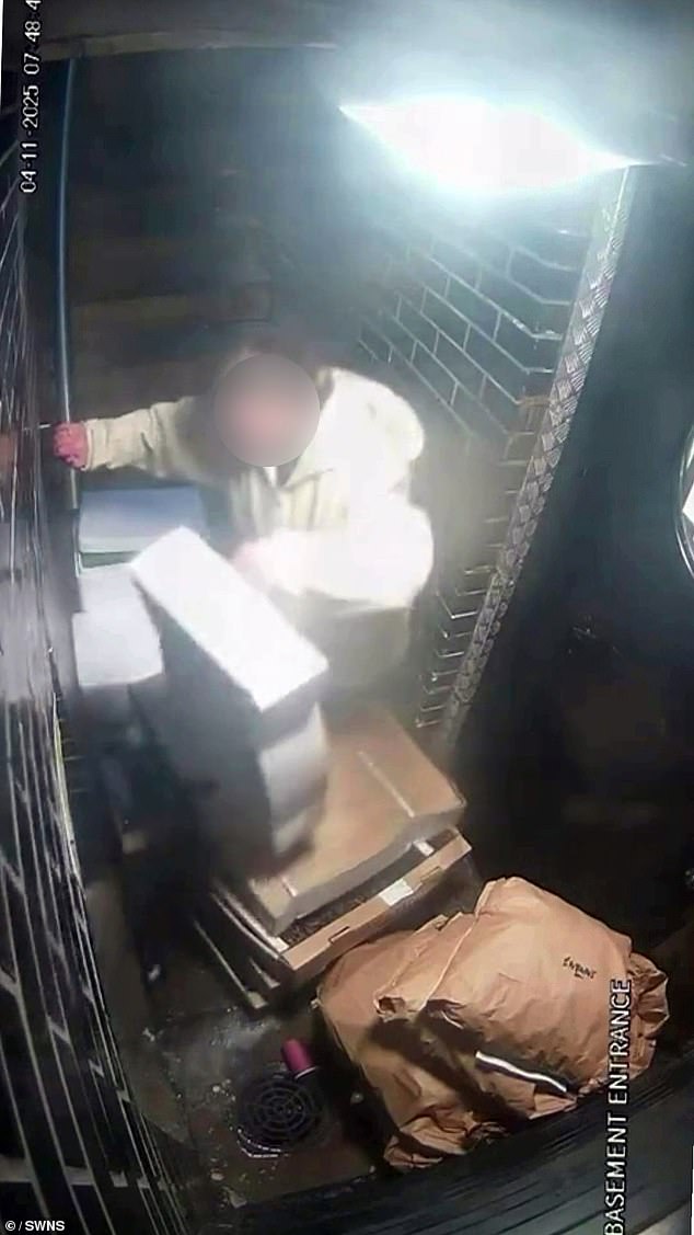 Footage has emerged of a woman lifting bags of meat from outside Galvin La Chapelle, the Michelin-starred Spitalfields restaurant, earlier this month