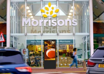 Going digital: From next year shoppers at Morrisons will be greeted with new digital advertising screens outside the supermarket chain's stores