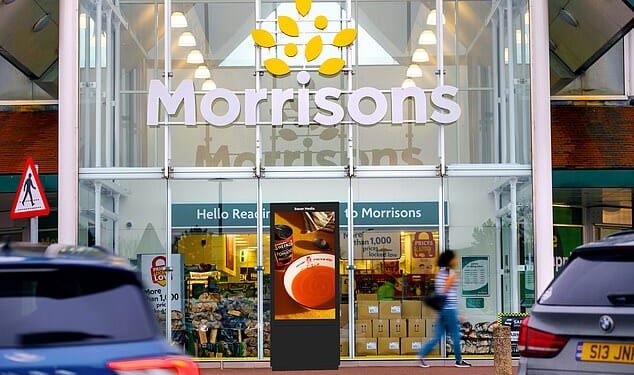 Going digital: From next year shoppers at Morrisons will be greeted with new digital advertising screens outside the supermarket chain's stores