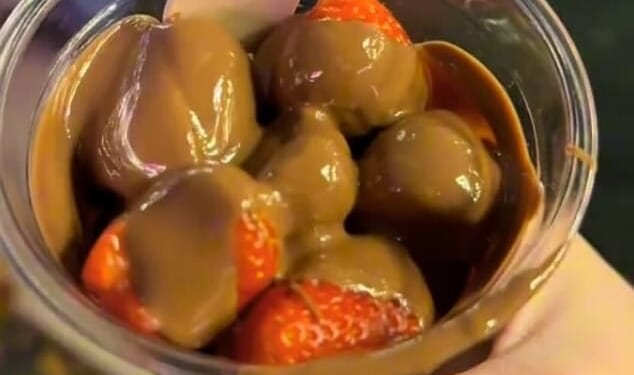 A mother was left stunned after forking out £16 for strawberries and chocolate, pictured, at a Christmas market