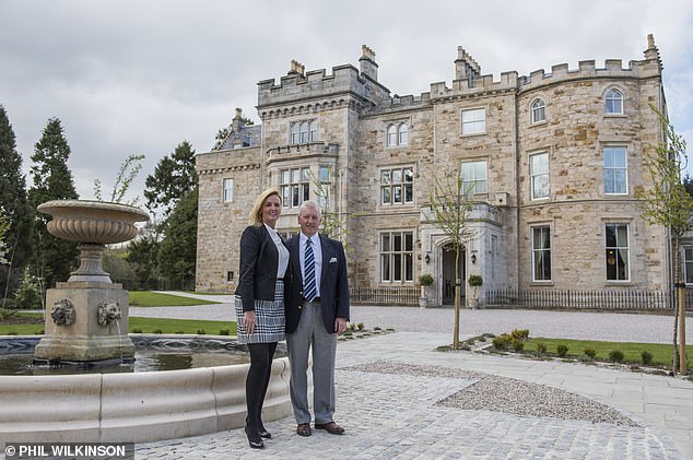 The 14-acre estate was derelict before being bought in 2011 by husband and wife Steve and Alison Timoney, believed to have a combined net worth between £60 and £100m, who set about transforming the category A-listed building