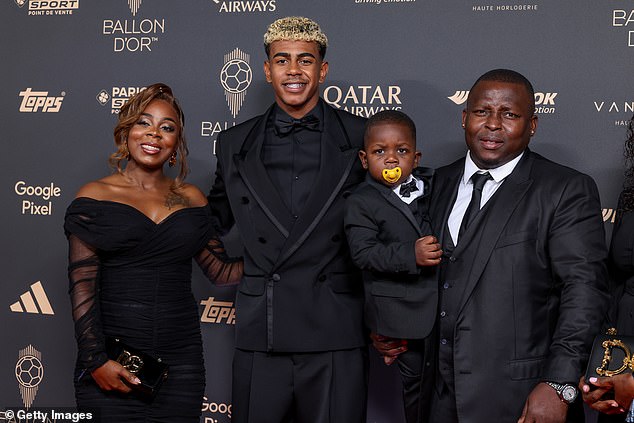 Sheila attended the Ballon d'Or ceremony in Paris earlier this year as Yamal came second