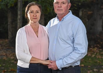 Martin Holland, pictured with his wife, Lisa, said he will 'never accept' that 'no-one is accountable' for the death of his 81-year-old mother, Helen