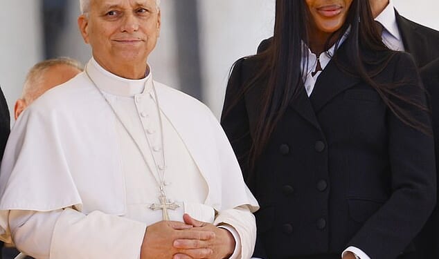 Naomi Campbell presented Pope Leo XIV with a book after meeting him during an audience at the Vatican on Wednesday