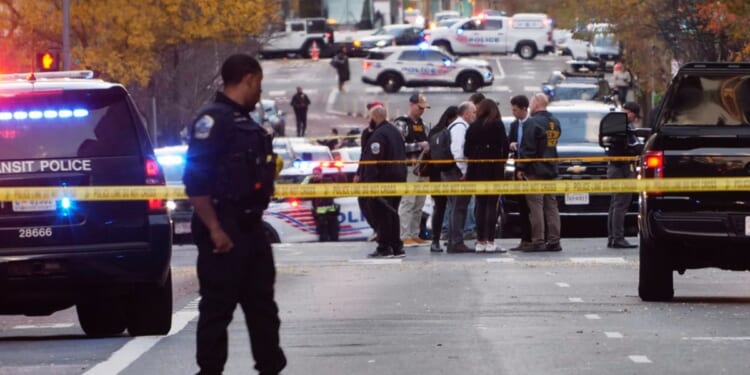 Streets are blocked off after the shooting of two National Guard soldiers near the White House in Washington, DC on Nov. 26, 2025.