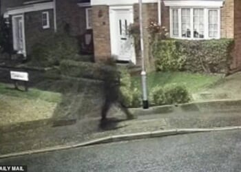 CCTV obtained exclusively by the Mail shows a man in dark clothing who is suspected of attacking a car on Langford Road