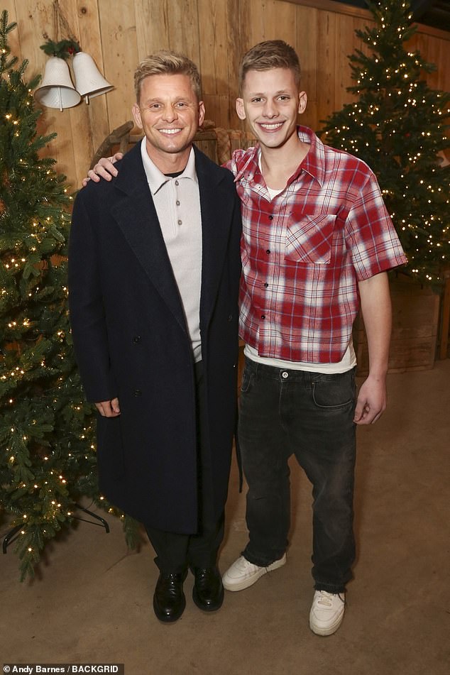 Jeff Brazier and his son Freddy put on a united front on Friday night as they stepped out together at Tulleys Farm's Christmas light festival - just days after both facing fresh heartbreak