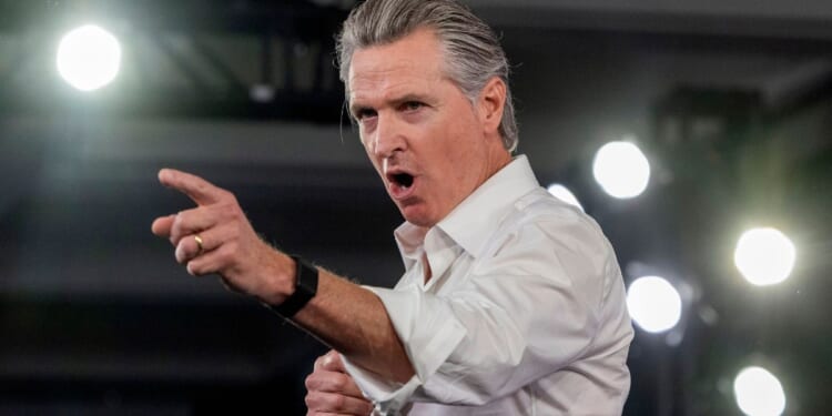 California Gov. Gavin Newsom speaks at a "Yes On Prop 50" event in Los Angeles on Saturday.