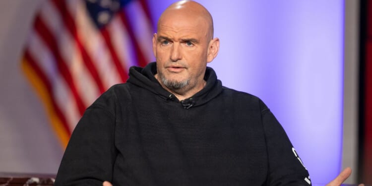 Sen. John Fetterman during the sixth installment of The Senate Project moderated by Fox News anchor Shannon Bream at the Edward M. Kennedy Institute for the United States Senate on June 2, 2025, in Boston, Massachusetts.