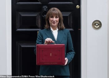 Rachel Reeves pictured outside 11 Downing Street in London on Wednesday before her Budget announcement