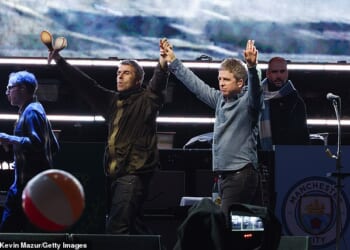 Oasis brought their blockbuster 41-date reunion tour to a close on Sunday night, taking a final bow in front of 60,000 roaring fans in São Paulo, Brazil (pictured in August)