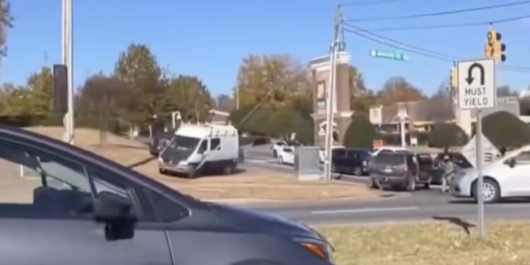 An officer was injured after DHS said a man “weaponized” his vehicle against a North Carolina ICE raid. (Screenshot via @DHSgov on X)