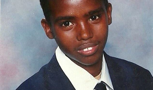 Olympic hero Sir Mo Farah, pictured while at Feltham Community School in West London