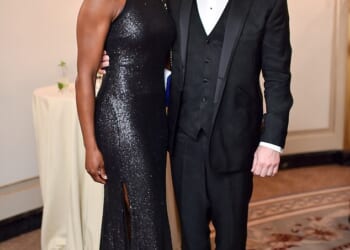 Dame Denise Lewis, 53, has confirmed she has split from her music mogul husband Steve Finan, 60, following their 17-year marriage (pictured together in 2015)