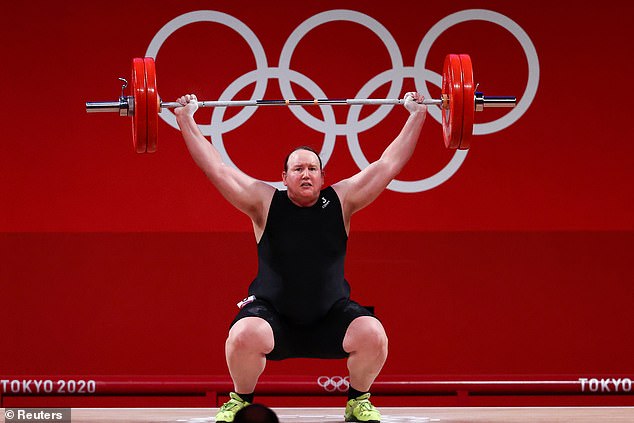 Transgender athletes will reportedly be banned from competing in female competitions at the Olympics from early next year (pictured - transgender athlete Laurel Hubbard of New Zealand)