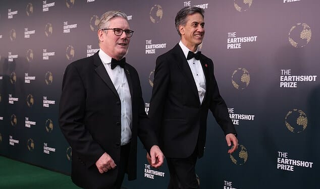Keir Starmer and Ed Miliband enjoyed a black tie bash last night after making the emissions-heavy 12,000-mile round trip to the Amazon to reiterate his commitment to Net Zero