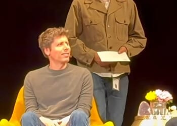 OpenAI CEO Sam Altman (pictured) was unexpectedly served with a subpoena just as he was being grilled over America¿s deepening wealth divide at a live event on Monday