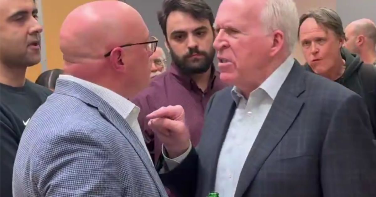 On Thursday, former CIA Director John Brennan, right, became agitated after national security consultant Thomas Speciale II, left, asked him about the Hunter Biden laptop.
