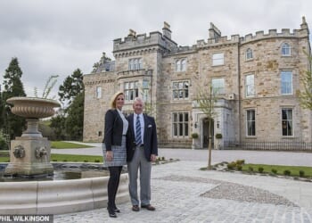 The 14-acre estate was derelict before being bought in 2011 by husband and wife Steve and Alison Timoney, believed to have a combined net worth between £60 and £100m, who set about transforming the category A-listed building